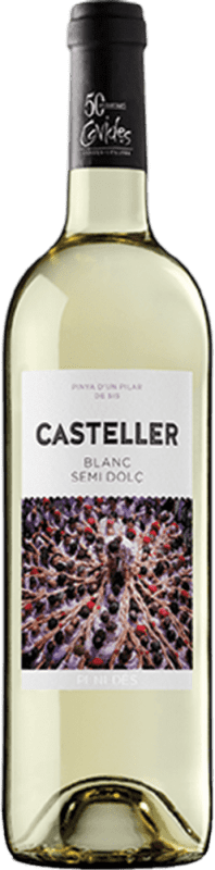 3,95 € Spedizione Gratuita | Vino bianco Covides Casteller Blanc Semisecco Semidolce D.O. Penedès Spagna Macabeo, Xarel·lo, Parellada Bottiglia 75 cl