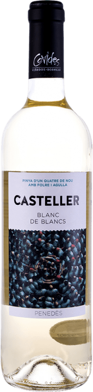 6,95 € Spedizione Gratuita | Vino Bianco Covides Casteller Blanc de Blancs D.O. Penedès Spagna Macabeo, Xarel·lo, Parellada 75 cl
