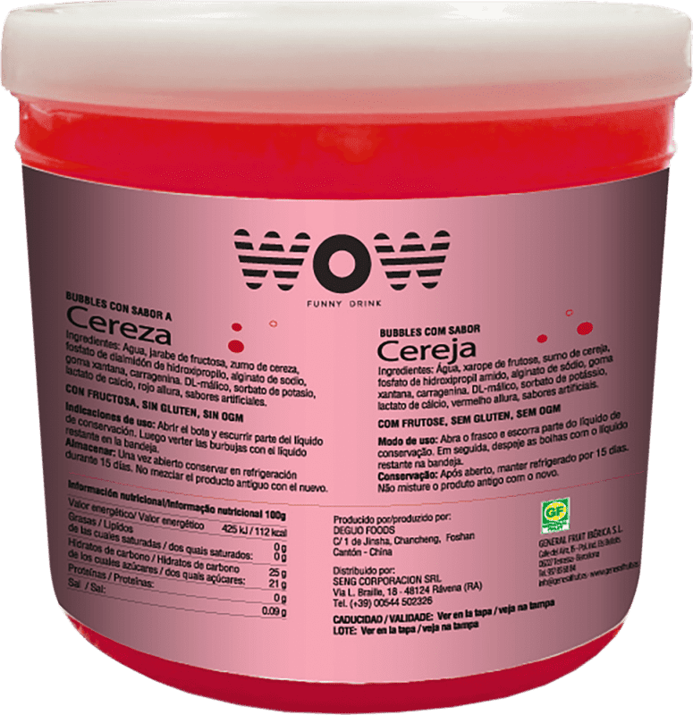 86,95 € 免费送货 | Schnapp WOW Cereza Topping Bubble Fruit 3 Kg 西班牙 3 L