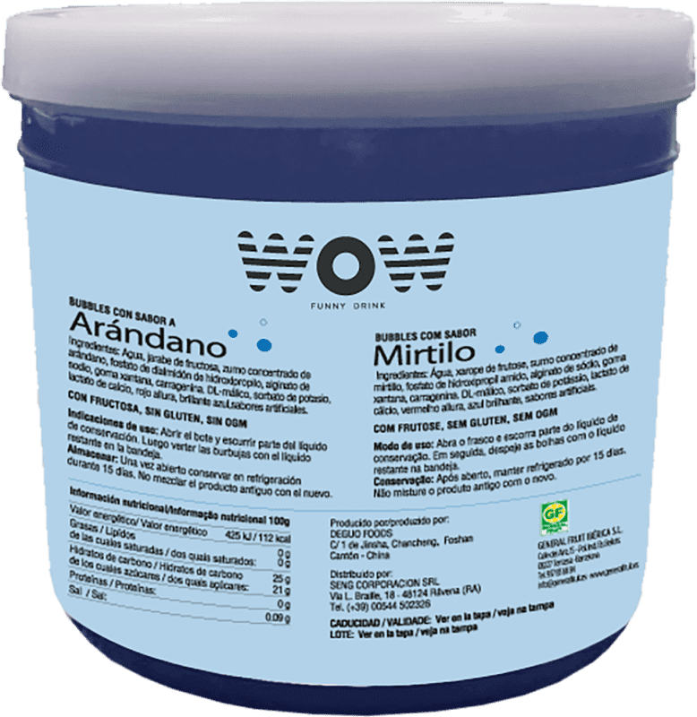 49,95 € Free Shipping | Cocktail Syrup WOW Topping Bubble Fruit Spain Jerrycan 3 L 3 kg Arándano — Blueberries