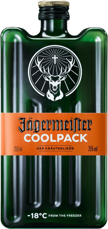 86,95 € Envío gratis | Caja de 6 unidades Licor de hierbas Mast Jägermeister CoolPack Alemania Petaca 35 cl