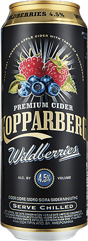 72,95 € Envio grátis | Caixa de 24 unidades Sidra Kopparberg Wildberries Suécia Lata 50 cl