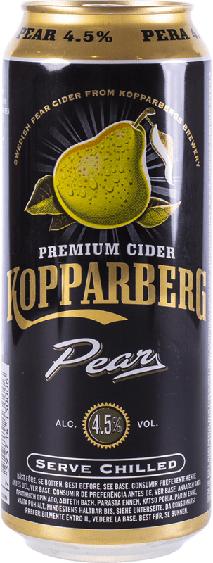 72,95 € Spedizione Gratuita | Scatola da 24 unità Sidro Kopparberg Svezia Lattina Medium 50 cl Pera