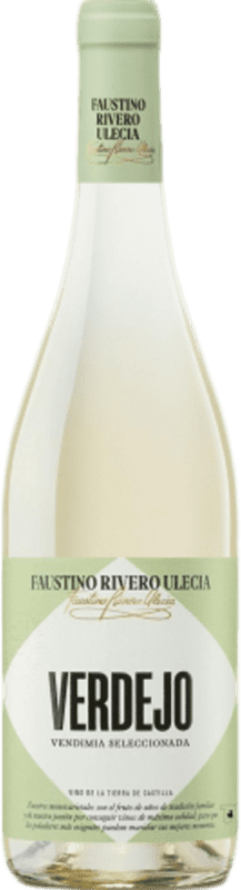 64,95 € Kostenloser Versand | 24 Einheiten Box Weißwein Faustino Rivero Blanco I.G.P. Vino de la Tierra de Castilla Spanien Macabeo Halbe Flasche 37 cl