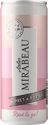 46,95 € 送料無料 | 12個入りボックス ロゼワイン Miquel Oliver Mirabeau Atelier Rosé A.O.C. Côtes de Provence プロヴァンス フランス アルミ缶 25 cl