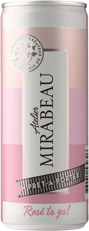 46,95 € 免费送货 | 盒装12个 玫瑰酒 Miquel Oliver Mirabeau Atelier Rosé A.O.C. Côtes de Provence 普罗旺斯 法国 铝罐 25 cl