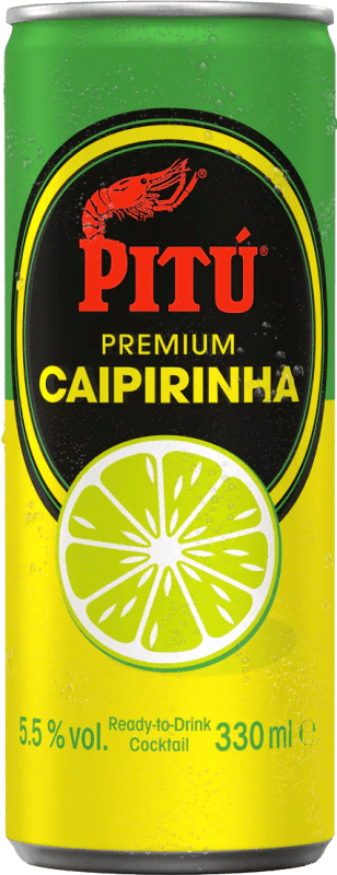 39,95 € Envio grátis | Caixa de 12 unidades Cachaça Pitú Brasil Lata 33 cl Caipirinha