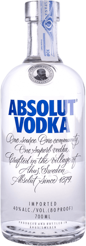 23,95 € Envío gratis | Vodka Absolut Azul Suecia Botella 70 cl Sin Dosificador, Tapón de Rosca