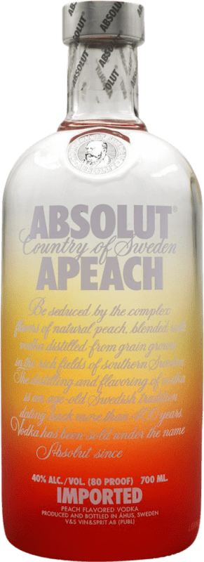 73,95 € Envio grátis | Vodca Absolut Apeach Suécia Garrafa 70 cl