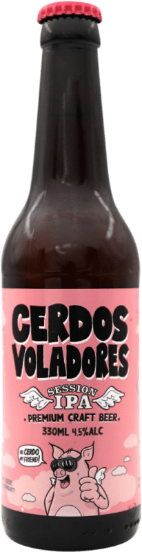 2,95 € Free Shipping | Beer Barcelona Beer Cerdos Voladores Spain One-Third Bottle 33 cl