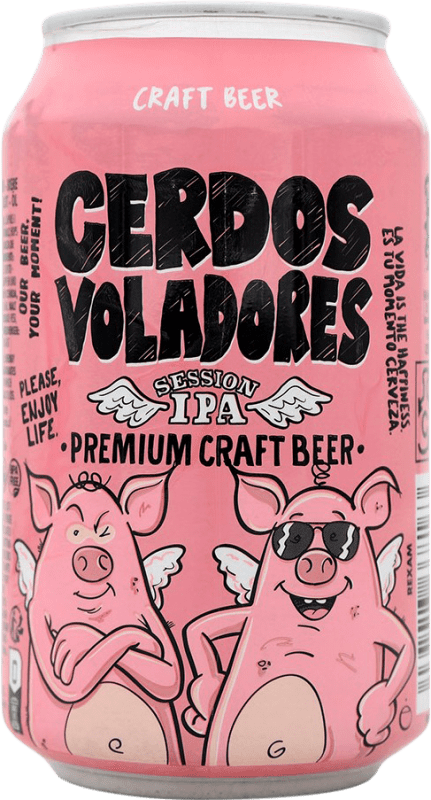 2,95 € 免费送货 | 啤酒 Barcelona Beer Cerdos Voladores 西班牙 铝罐 33 cl