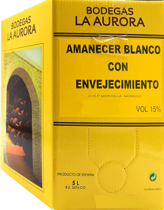 29,95 € Envoi gratuit | Vin blanc La Aurora Amanecer Blanco con Envejecimiento D.O. Montilla-Moriles Espagne Bag in Box 5 L