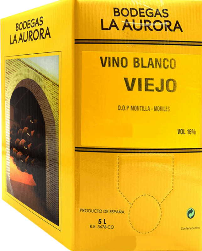 21,95 € Бесплатная доставка | Белое вино La Aurora Blanco Viejo D.O. Montilla-Moriles Испания Bag in Box 5 L