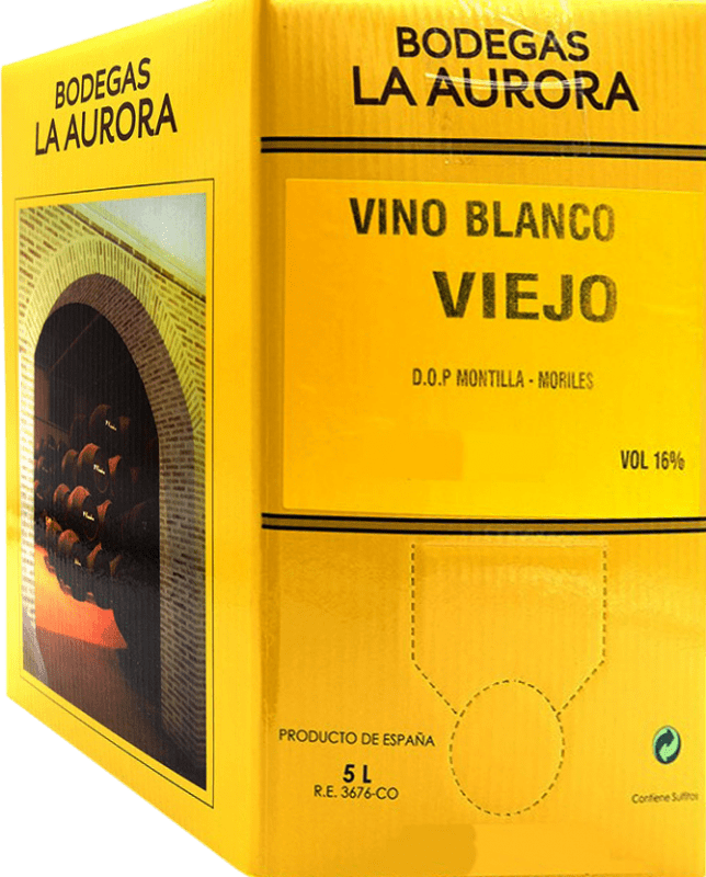 21,95 € Бесплатная доставка | Креплёное вино La Aurora Viejo — Старый D.O. Montilla-Moriles Испания Bag in Box — вино в коробке 5 L