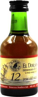 5,95 € Envio grátis | Rum Demerara El Dorado Guiana 12 Anos Garrafa Miniatura 5 cl