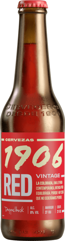 14,95 € 免费送货 | 盒装6个 啤酒 Estrella Galicia 1906 Vintage, Red Ale — 红啤酒 西班牙 三分之一升瓶 33 cl