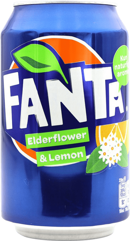 1,95 € Envío gratis | Refrescos Fanta Alemania Lata 33 cl Elderflower — Flor de Saúco, Lemon — Limón