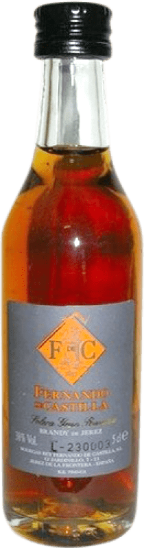 10,95 € Spedizione Gratuita | Brandy Fernando de Castilla Solera Gran Riserva Spagna Bottiglietta Mignon 5 cl Esemplare da Collezione Non Idoneo al Consumo
