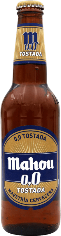 2,95 € Envio grátis | Cerveja Mahou Tostada 0,0 Espanha Garrafa Terço 33 cl Sem Álcool