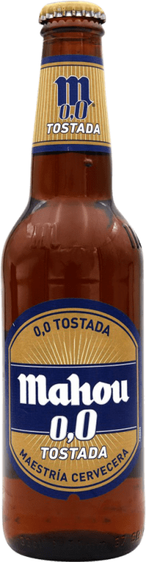 2,95 € Envio grátis | Cerveja Mahou Tostada Espanha Garrafinha Terço 33 cl 0.0 Zero Zero Sem Álcool