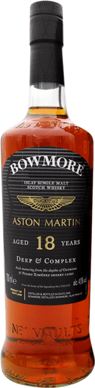 337,95 € Free Shipping | Whisky Single Malt Morrison's Bowmore Aston Martin Scotland United Kingdom 18 Years Bottle 70 cl