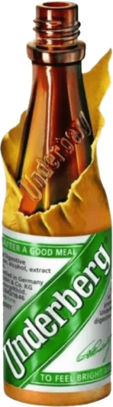 8,95 € Envio grátis | Caixa de 4 unidades Licores Underberg Alemanha Garrafinha Miniatura 2 cl Herbal