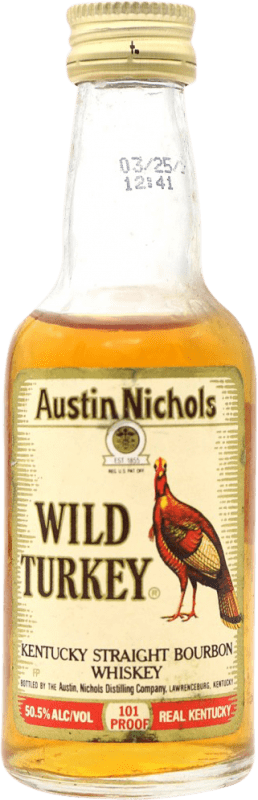 22,95 € Бесплатная доставка | Бурбон Wild Turkey Соединенные Штаты Мини-бутылка 5 cl Коллекционный экземпляр Не предназначен для употребления