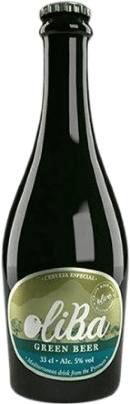 2,95 € Envio grátis | Cerveja Oliba Green Praga Espanha Garrafinha Terço 33 cl
