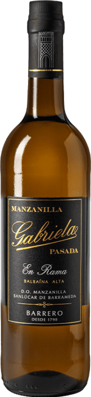 28,95 € Envío gratis | Vino generoso Barrero Gabriela Manzanilla Pasada en Rama D.O. Manzanilla-Sanlúcar de Barrameda Andalucía España Listán Blanco Botella 75 cl