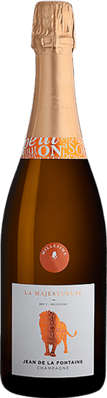 38,95 € Kostenloser Versand | Weißer Sekt Jean de la Fontaine La Majestueuse Brut — Herb Millésimé A.O.C. Champagne Champagner Frankreich Pinot Noir — Spätburgunder, Chardonnay, Pinot Meunier — Schwarzriesling Flasche 75 cl