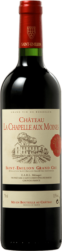 28,95 € 免费送货 | 红酒 Château La Chapelle aux Moines A.O.C. Saint-Émilion 法国 Merlot, Cabernet Sauvignon, Cabernet Franc, Malbec 瓶子 75 cl