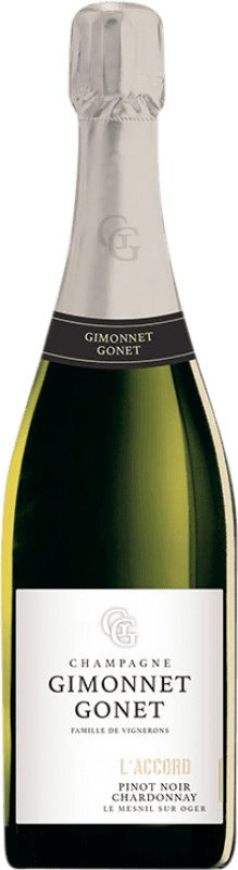 36,95 € Envoi gratuit | Vin Mousseux Blanc Gimonnet Gonet L'Accord Traditionnelle A.O.C. Champagne Champagne France Pinot Noir, Chardonnay Bouteille 75 cl