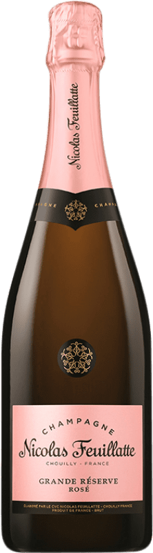 98,95 € Envio grátis | Espumante rosé Nicolas Feuillatte Rosé Grande Reserva A.O.C. Champagne Champagne França Pinot Preto, Chardonnay, Pinot Meunier Garrafa Magnum 1,5 L