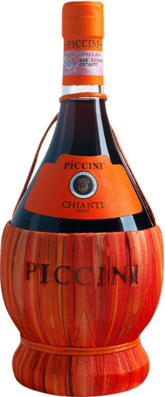 16,95 € Envío gratis | Vino Tinto Piccini Fiasco Classico — Clásico D.O.C.G. Chianti Italia Sangiovese 1 L