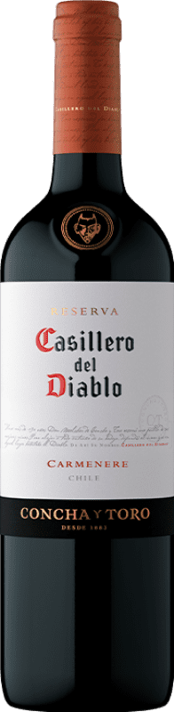 9,95 € Бесплатная доставка | Красное вино Concha y Toro Casillero del Diablo Резерва I.G. Valle Central Центральная долина Чили Carmenère — Карменер Бутылка 75 cl