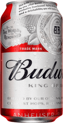 28,95 € Бесплатная доставка | Коробка из 24 единиц Пиво Budweiser Соединенные Штаты Алюминиевая банка 33 cl