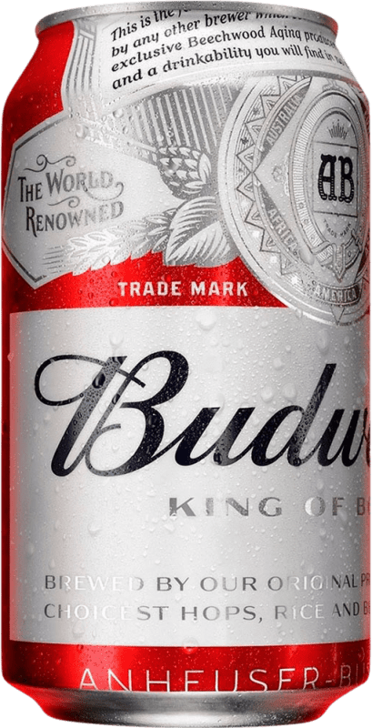 44,95 € Kostenloser Versand | 24 Einheiten Box Bier Budweiser Vereinigte Staaten Alu-Dose 33 cl