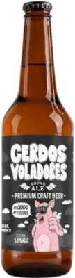 3,95 € 送料無料 | ビール Barcelona Beer Cerdos Voladores Brown Ale スペイン 3分の1リットルのボトル 33 cl