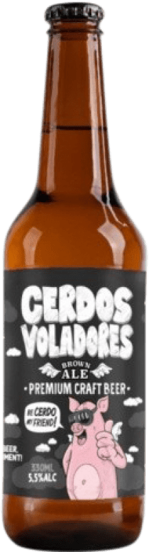 3,95 € 送料無料 | ビール Barcelona Beer Cerdos Voladores Brown Ale スペイン 3分の1リットルのボトル 33 cl