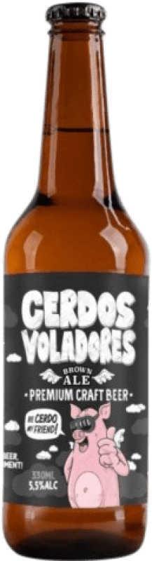 3,95 € Kostenloser Versand | Bier Barcelona Beer Cerdos Voladores Brown Ale Spanien Drittel-Liter-Flasche 33 cl