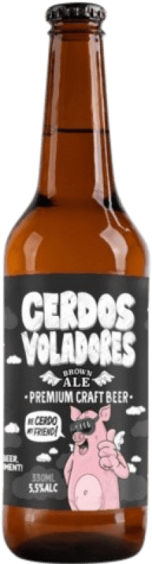 2,95 € Envoi gratuit | Bière Barcelona Beer Cerdos Voladores Brown Ale — Brune Espagne Bouteille Tiers 33 cl