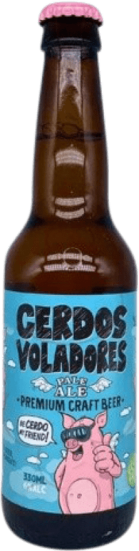 2,95 € Envio grátis | Cerveja Barcelona Beer Cerdos Voladores Pale Ale Espanha Garrafinha Terço 33 cl