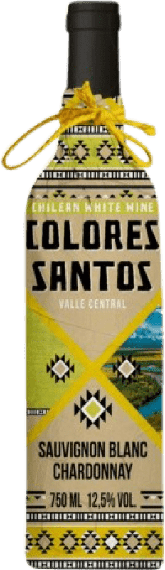 9,95 € Spedizione Gratuita | Vino bianco Nuevo Mundo Colores Santos Sauvignon Blanc Chardonnay Giovane I.G. Valle Central Chile Chardonnay, Sauvignon Bianca Bottiglia 75 cl