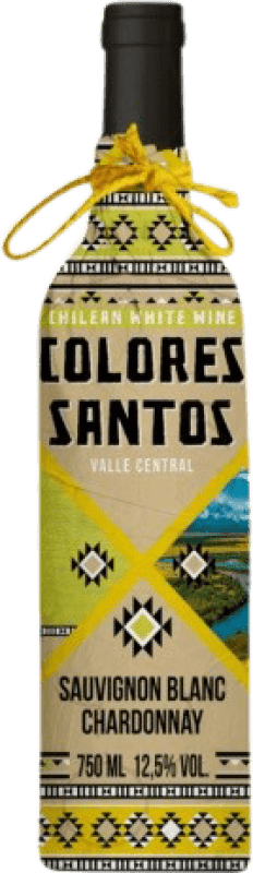 10,95 € Free Shipping | White Wine Nuevo Mundo Colores Santos Sauvignon Blanc Chardonnay Young I.G. Valle Central Chile Chardonnay, Sauvignon Bottle 75 cl
