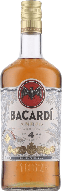 24,95 € 免费送货 | 朗姆酒 Bacardí Añejo Cuatro 波多黎各 4 岁 瓶子 70 cl