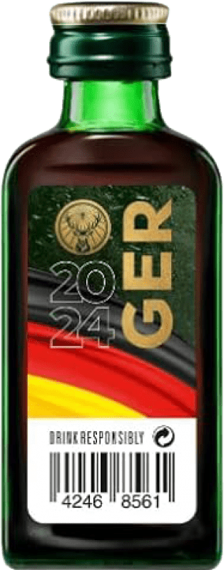 10,95 € Spedizione Gratuita | Scatola da 9 unità Liquore alle erbe Mast Jägermeister EM-Edition Germania Bottiglia Miniatura 2 cl