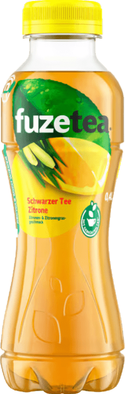 11,95 € Envío gratis | Caja de 12 unidades Refrescos Fuze Tea Alemania Media Botella 37 cl Schwarzer Tee — Té Negro, Zitrone — Limón