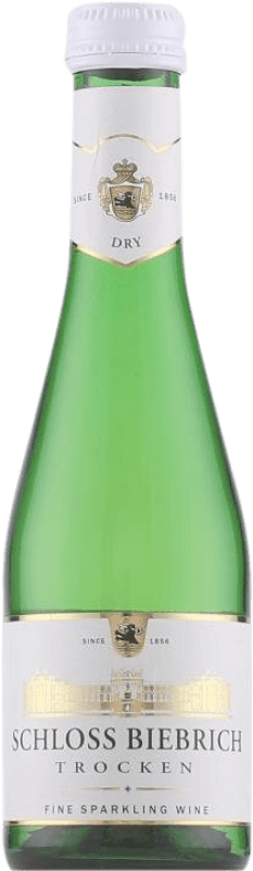2,95 € Free Shipping | White Sparkling Wine Schloss Biebrich Trocken — Dry Germany Small Bottle 20 cl