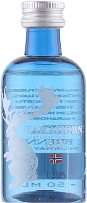 8,95 € Spedizione Gratuita | Genever Gin Harahorn Small Batch Norvegia Bottiglietta Mignon 5 cl