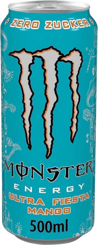 27,95 € 免费送货 | 盒装12个 饮料和搅拌机 Monster Energy Ultra Fiesta Mango Zero Zucker 爱尔兰 瓶子 Medium 50 cl